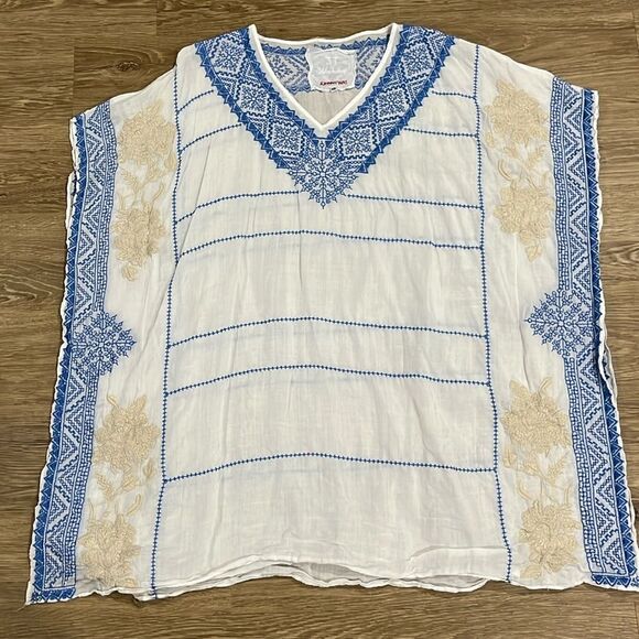 Johnny Was 3J Workshop Embroidered Kaftan Tunic Dress Shirt Women’s XS runs‎ big - Picture 2 of 8